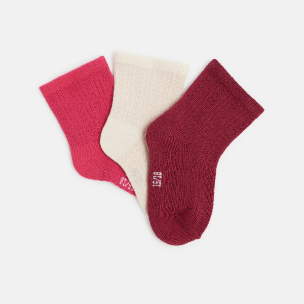 Baby girl's red fancy knitted socks