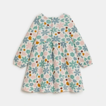 فستان من الصوف الناعم بمظهر نسيج بيكيه، منمق برسوم أزهار للفتيات الرضع