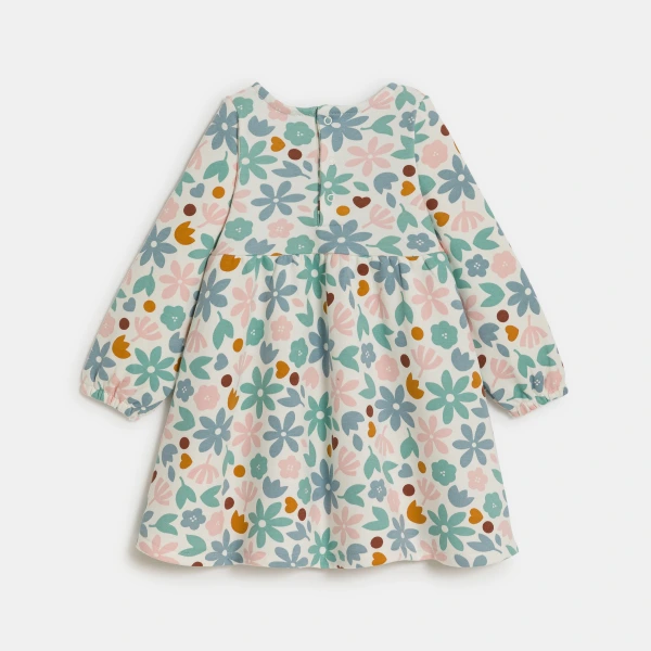 فستان من الصوف الناعم بمظهر نسيج بيكيه، منمق برسوم أزهار للفتيات الرضع