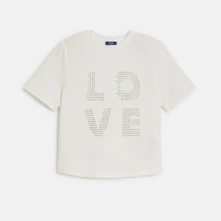 تيشيرت أبيض مزين بكتابة LOVE للفتيات.