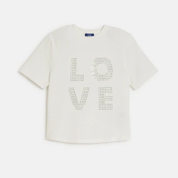 Girl's white LOVE slogan T-shirt