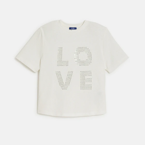 Girl's white LOVE slogan T-shirt