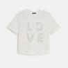 Girl's white LOVE slogan T-shirt