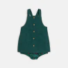Baby girl's green denim pinafore dress