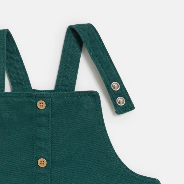 Baby girl's green denim pinafore dress