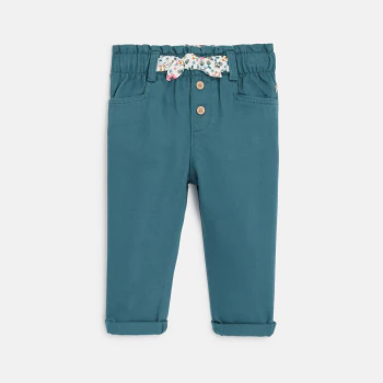 Baby girl's blue cotton twill trousers