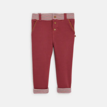 Baby boy's red striped soft fleece trousers
