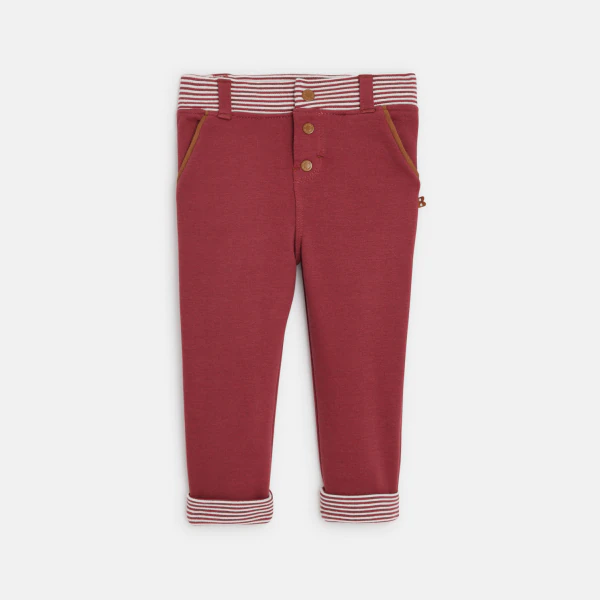 Baby boy's red striped soft fleece trousers