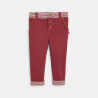 Baby boy's red striped soft fleece trousers