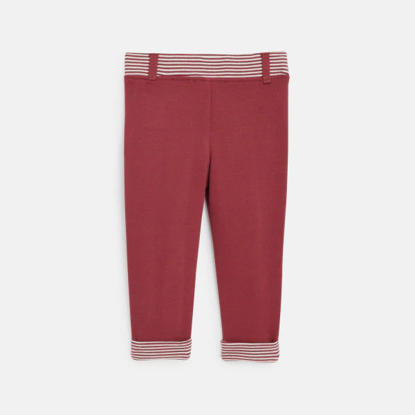 Baby boy's red striped soft fleece trousers