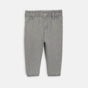 Baby girl's grey high-rise soft trousers