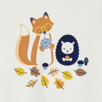 Baby boy's white autumn embroidered cotton T-shirt