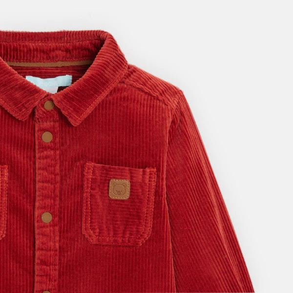 Baby boy's red corduroy shirt