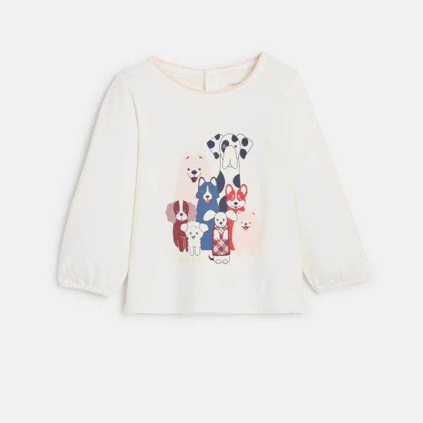 Baby girl's white dog T-shirt