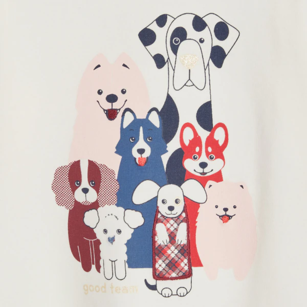 Baby girl's white dog T-shirt
