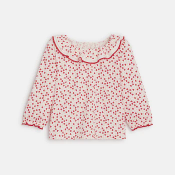 Baby girl's heart ruffle collar T-shirt