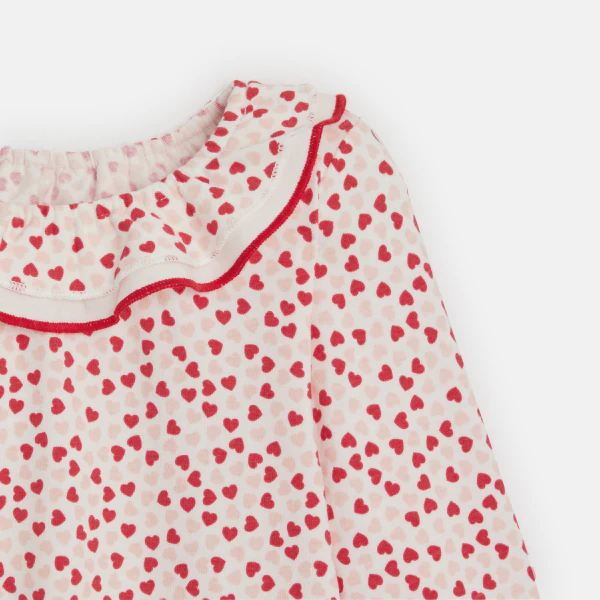 Baby girl's heart ruffle collar T-shirt