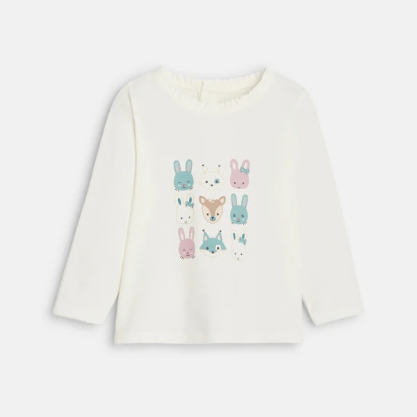 Baby girl's white animal T-shirt
