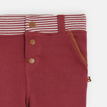 Baby boy's red striped soft fleece trousers