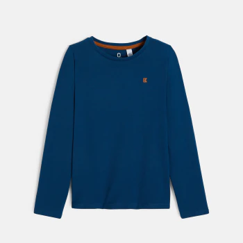 Boy's plain teal blue long-sleeve T-shirt