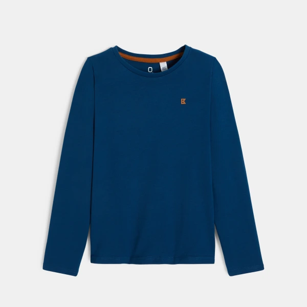 تيشيرت بأكمام طويلة باللون الأزرق المتناسق للأولاد. تيشيرت بأكمام طويلة باللون الأزرق المتناسق للأولاد.