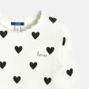 Girl's white heart motif T-shirt