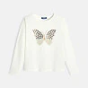 Girl's white butterfly sequin T-shirt