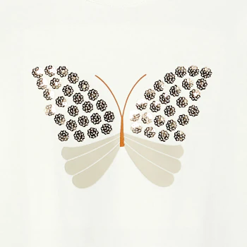 Girl's white butterfly sequin T-shirt