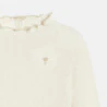 Baby girl's beige flat rib T-shirt with wavy collar