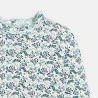 Baby girl's green printed flat rib T-shirt with wavy collar