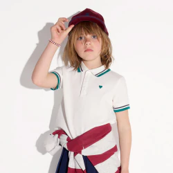 Boy's white embossed jersey polo shirt