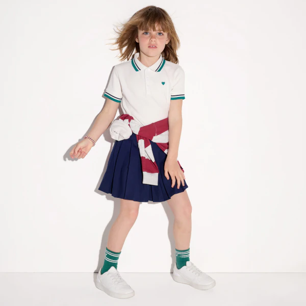 Boy's white embossed jersey polo shirt