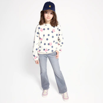 Girl's white polka dot sweatshirt