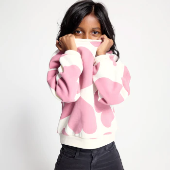 Girl's pink large heart sweatshirt