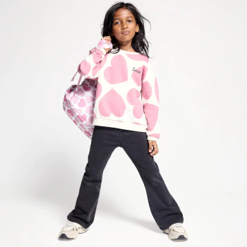 Girl's pink large heart sweatshirt