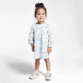 فستان من الصوف الناعم بمظهر نسيج بيكيه، منمق برسوم أزهار للفتيات الرضع