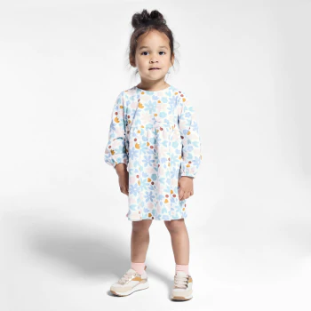 Baby girl's floral piqué-effect fleece dress