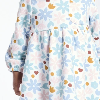 فستان من الصوف الناعم بمظهر نسيج بيكيه، منمق برسوم أزهار للفتيات الرضع