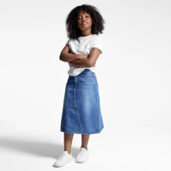 تنورة جينز متوسطة الطول للفتيات باللون الأزرق