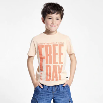 Boy's apricot slogan T-shirt