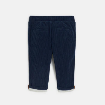 Baby boy's navy blue soft corduroy trousers