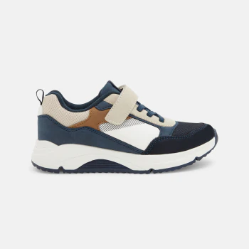 Boy's blue running dad shoes with laces and Velcro