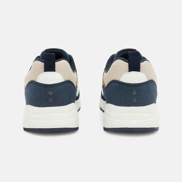 Boy's blue running dad shoes with laces and Velcro