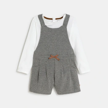 سالوبيت قصير أنيق ودافئ وتيشيرت رمادي لطفلة رضيعة