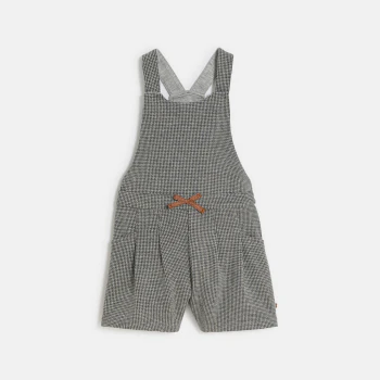 Baby girl's warm patterned overall-shorts and grey T-shirt
