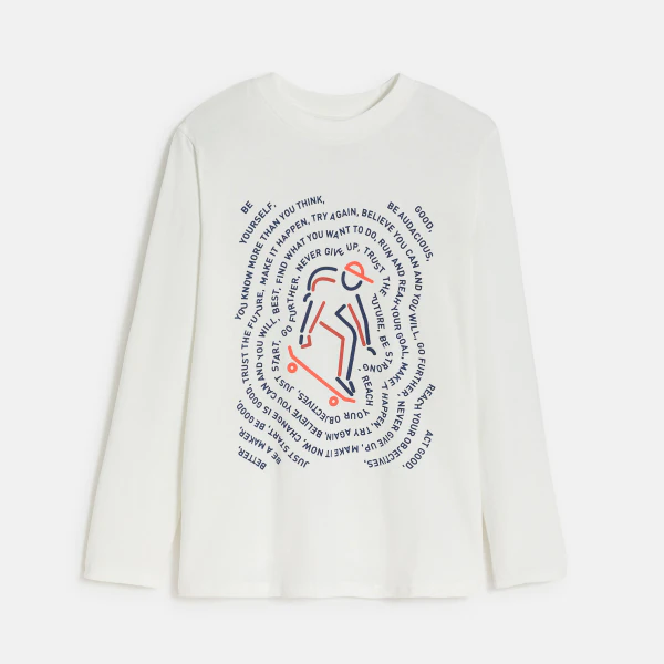 Boy's white slogan T-shirt