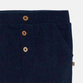 Baby boy's navy blue soft corduroy trousers