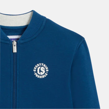 Boy's teal blue zip-up baseball jacket
