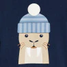 Baby boy's navy blue long-sleeve beaver T-shirt
