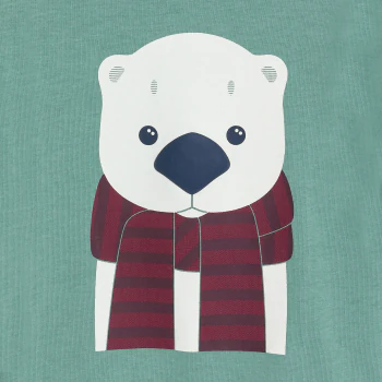 Baby boy's green long-sleeve bear-neck T-shirt